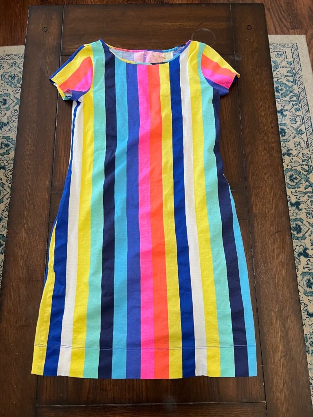 Lilly Pulitzer Marlowe Dress Rainbow Stripe T-Shirt Sheath Knit Jersey Dress XS - Picture 2 of 8